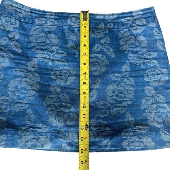 Abercrombie & Fitch Denim Floral Shimmery Mini Skirt 6 Whimsical Y2K Preppy Prep - Picture 9 of 9